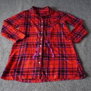 Victorias Secret Red Plaid Flannel Pajama Top Shirt M